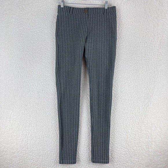 Betabrand Gray Stripe Pull On Skinny Leg Pants Womens Elastic Waist Size S Long - Picture 1 of 14